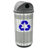 WITT Standard Series Recycling Receptacle with Hood Top and Two Hole Openings - 35 Gallons, Stainless Steel